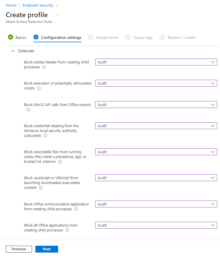 Create ASR Policy